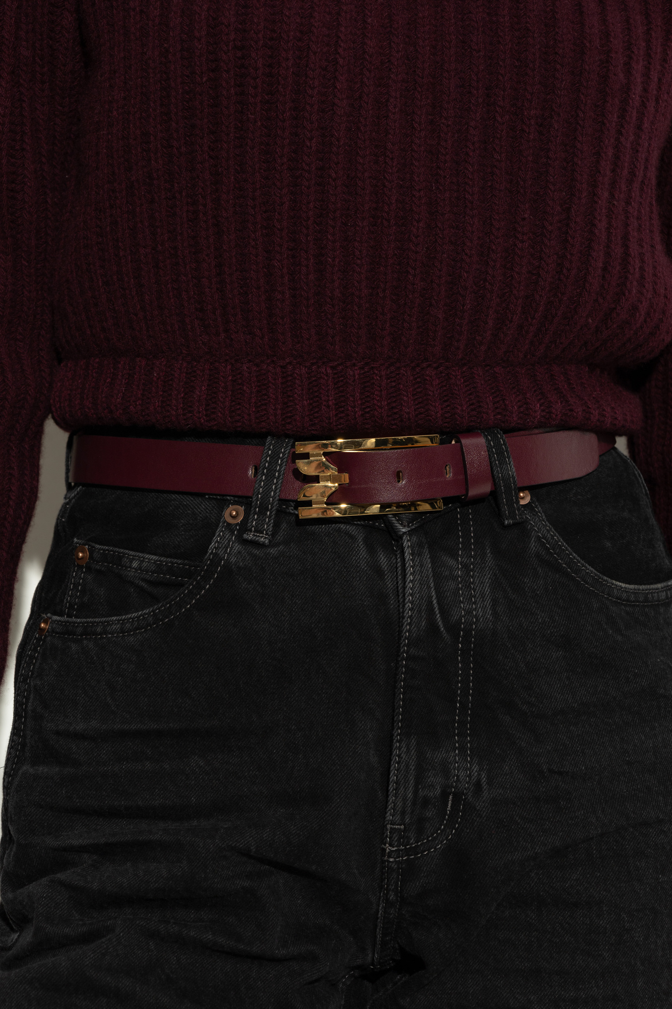 VICTORIA BECKHAM ベルト Jumbo Frame Belt In Chocolate Croc Embossed Leather